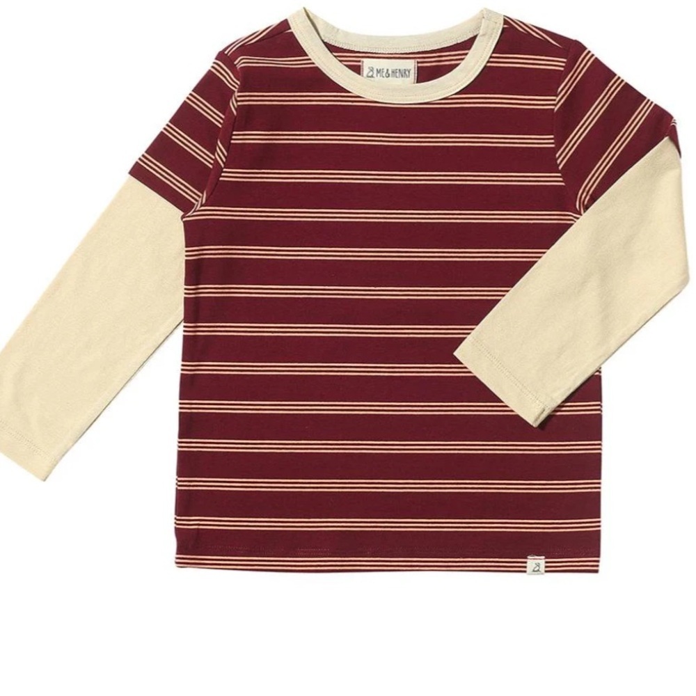 Me & Henry Shirt - Maroon Striped Kids Top